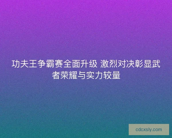 功夫王争霸赛全面升级 激烈对决彰显武者荣耀与实力较量
