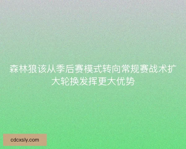 森林狼该从季后赛模式转向常规赛战术扩大轮换发挥更大优势
