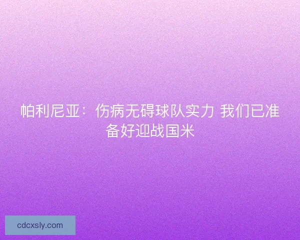 帕利尼亚：伤病无碍球队实力 我们已准备好迎战国米