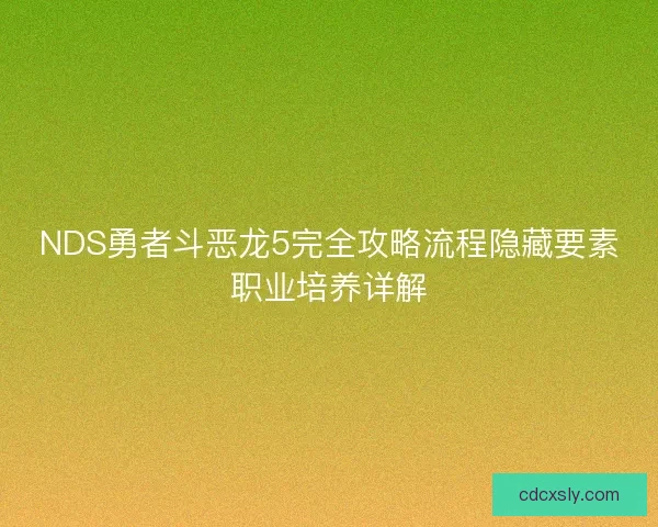 NDS勇者斗恶龙5完全攻略流程隐藏要素职业培养详解