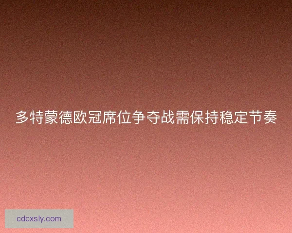 多特蒙德欧冠席位争夺战需保持稳定节奏