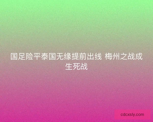 国足险平泰国无缘提前出线 梅州之战成生死战